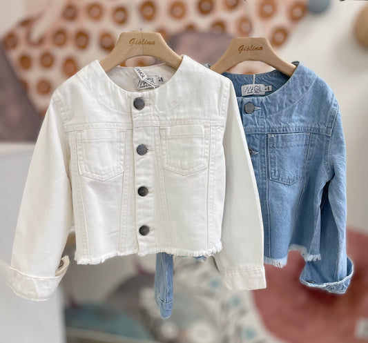 Giubbino Denim azzurro e bianco
