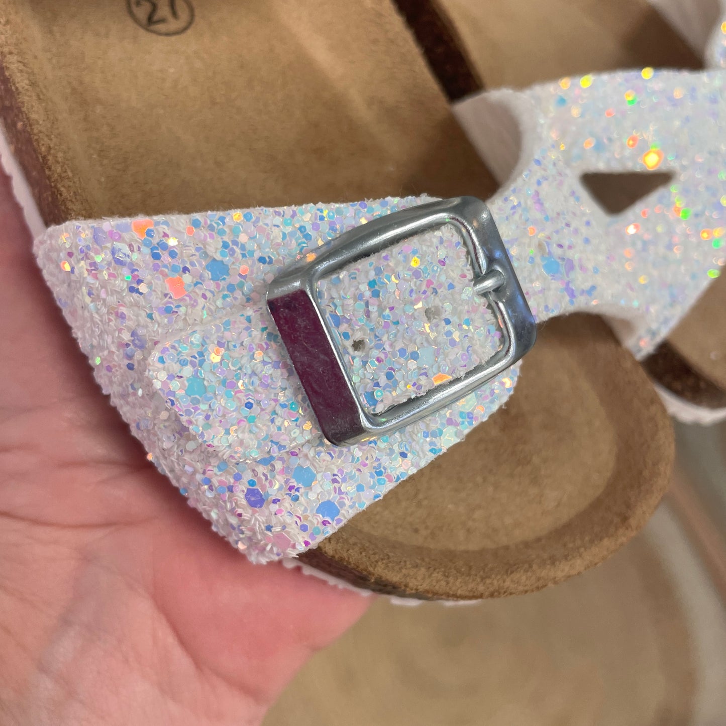 Sandalo glitter bianco