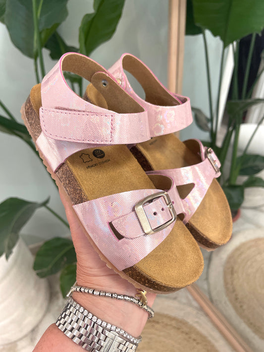 Sandalo laminato rosa