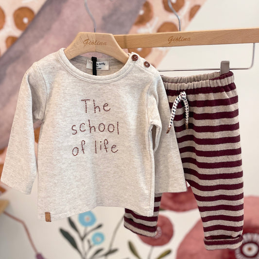 T-shirt “ the school of life “ e pantalone rigata