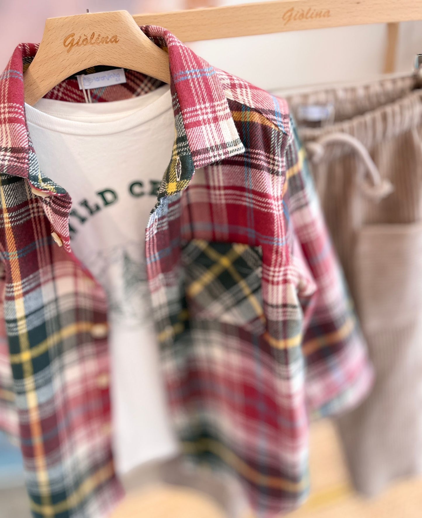 Camicia a quadri in flanella con pantalone in velluto