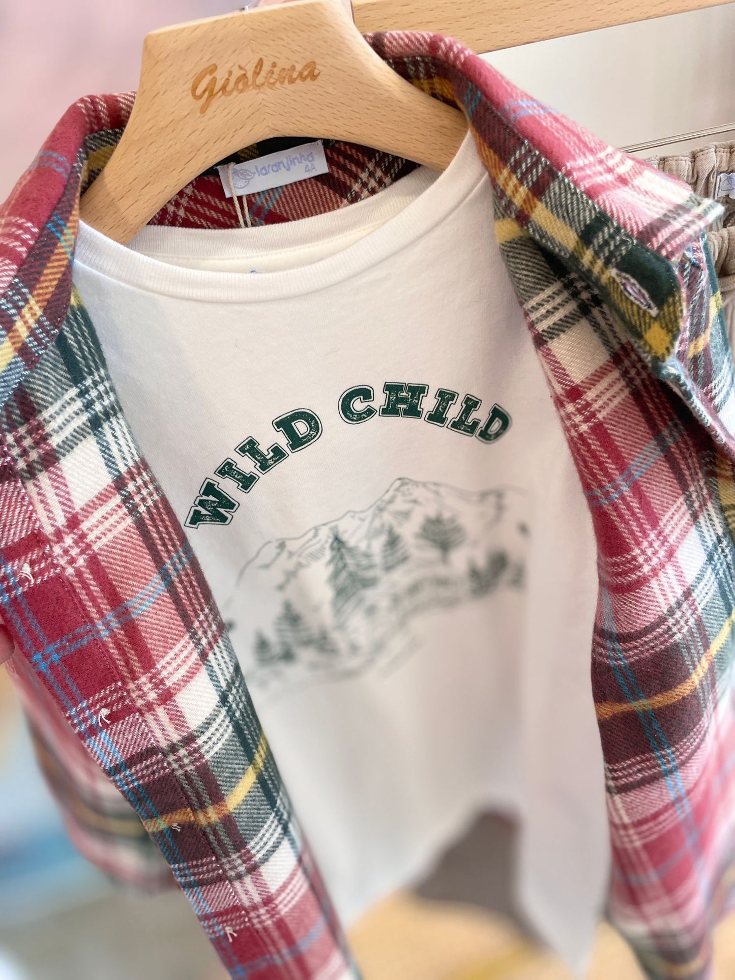 Camicia a quadri in flanella con pantalone in velluto