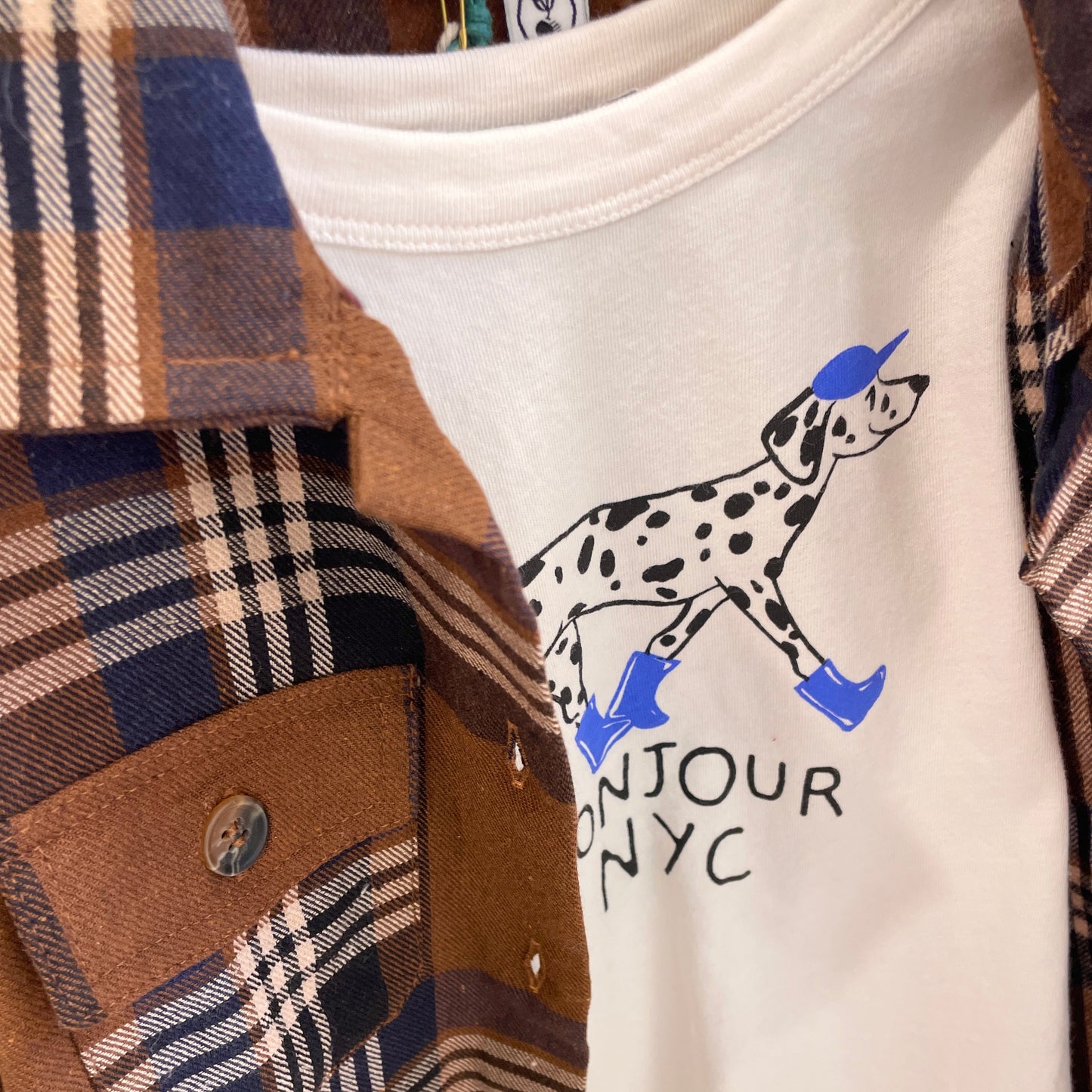 Camicia a quadri Denim tutto elastico e t-shirt dalmata