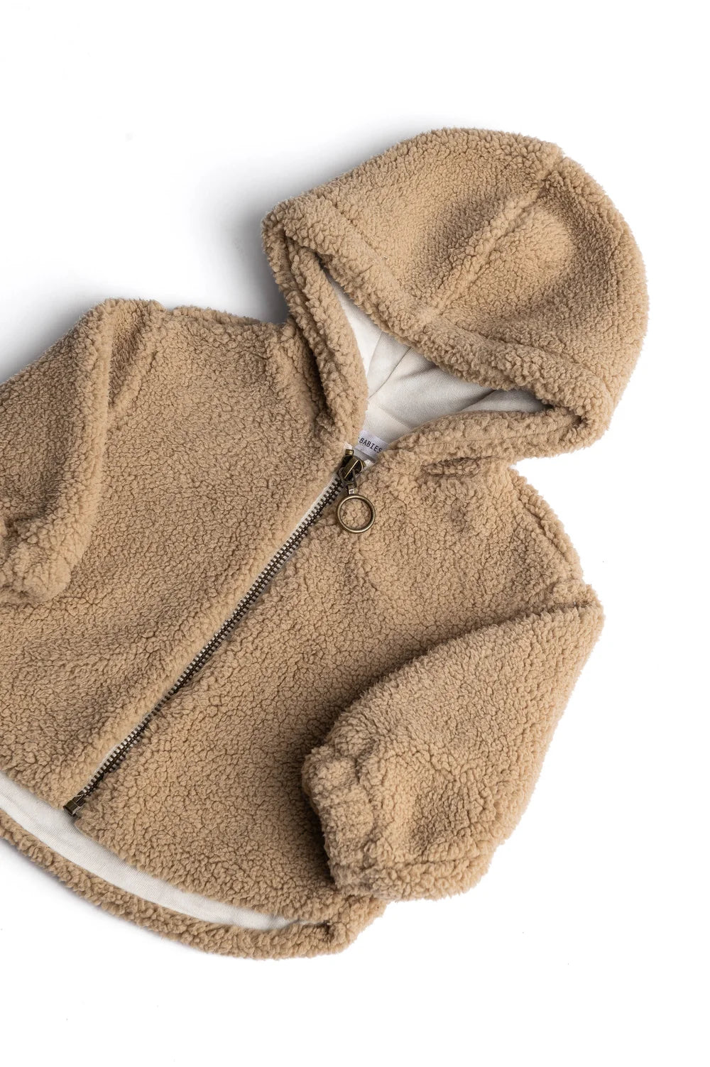 Giacca teddy con cappuccio beige