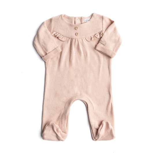 Tutina intera con piedini in caldo cotone rosa