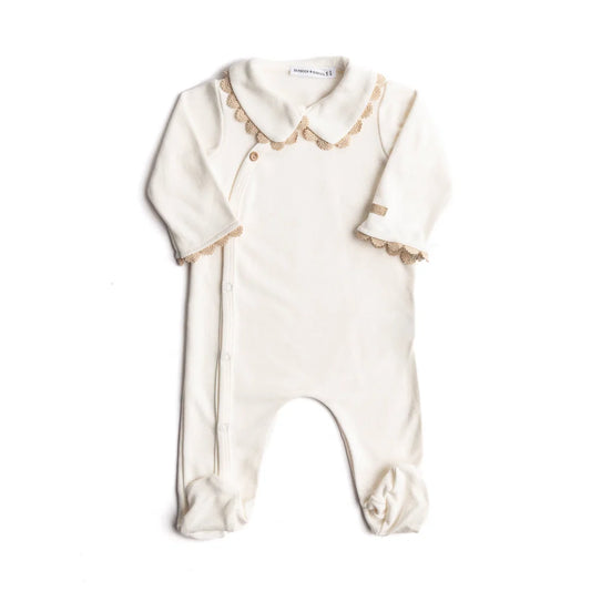 Tutina colletto con piedi cotone invernale latte