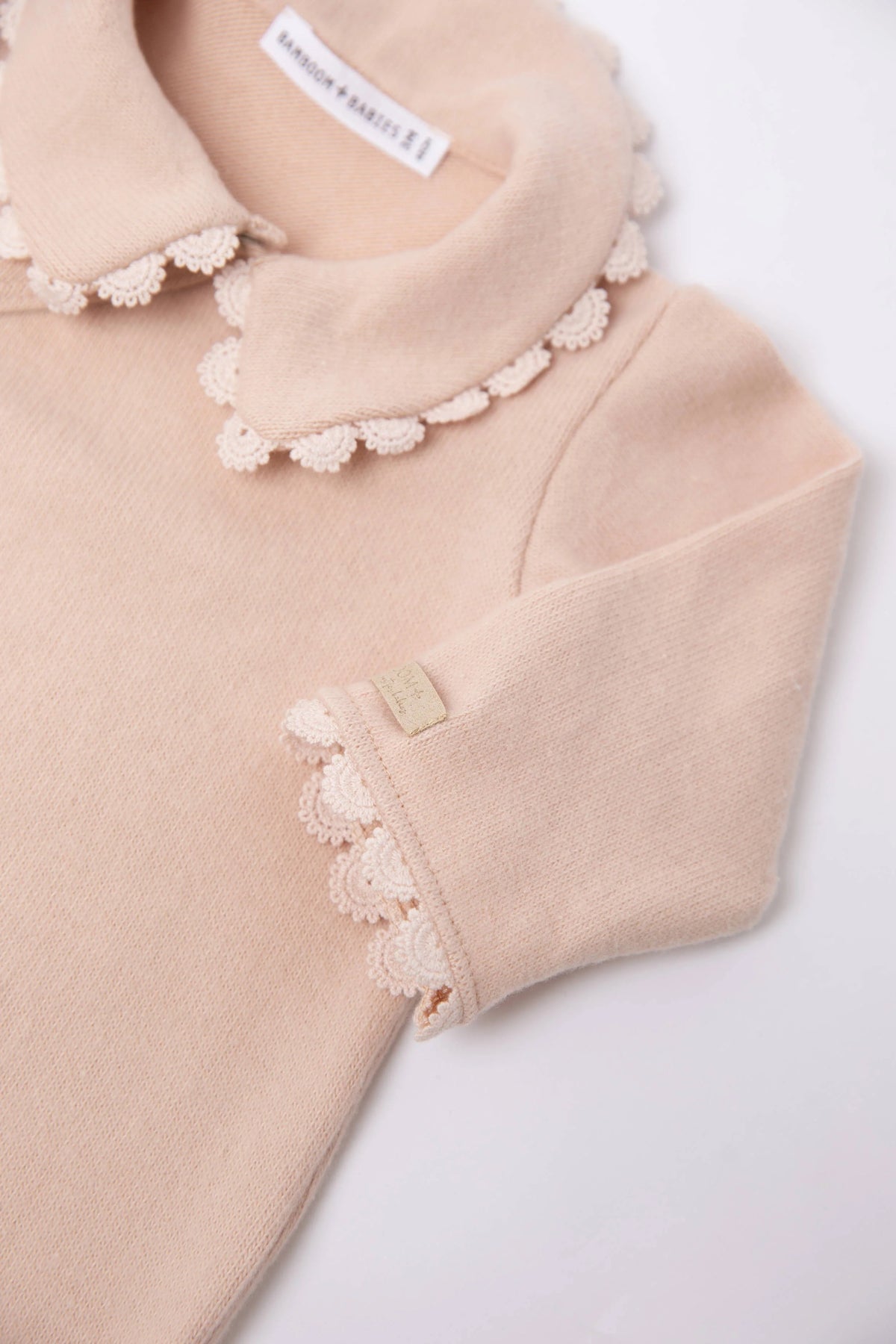 Tutina colletto con piedi in caldo cotone rosa