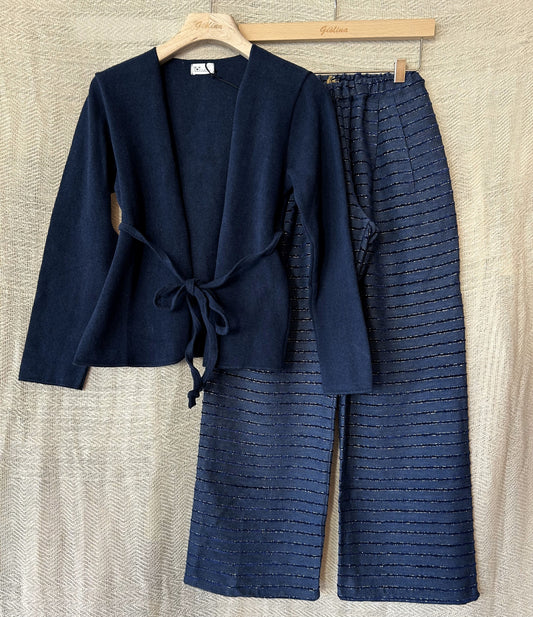 Maglia kimono in caldo cotone / Pantaloni riga lurex